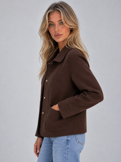 Collared Long Sleeve Button Front Jacket