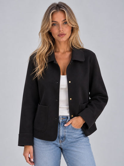 Collared Long Sleeve Button Front Jacket