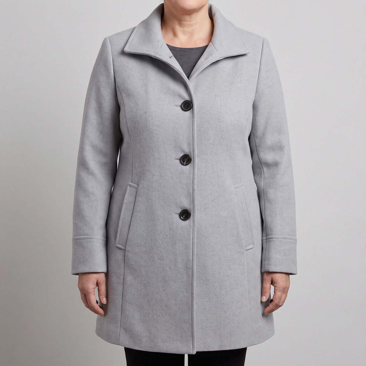 Collared Single Breasted Long Sleeve Coat