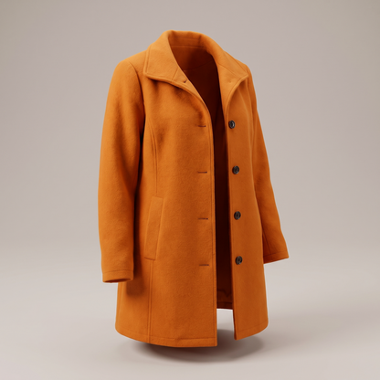 Collared Single Breasted Long Sleeve Coat