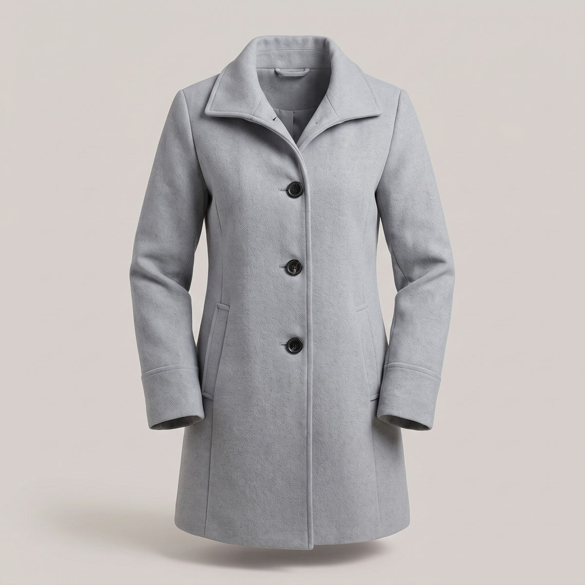 Collared Single Breasted Long Sleeve Coat
