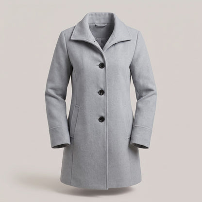 Collared Single Breasted Long Sleeve Coat