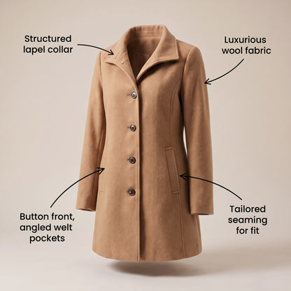 Collared Single Breasted Long Sleeve Coat