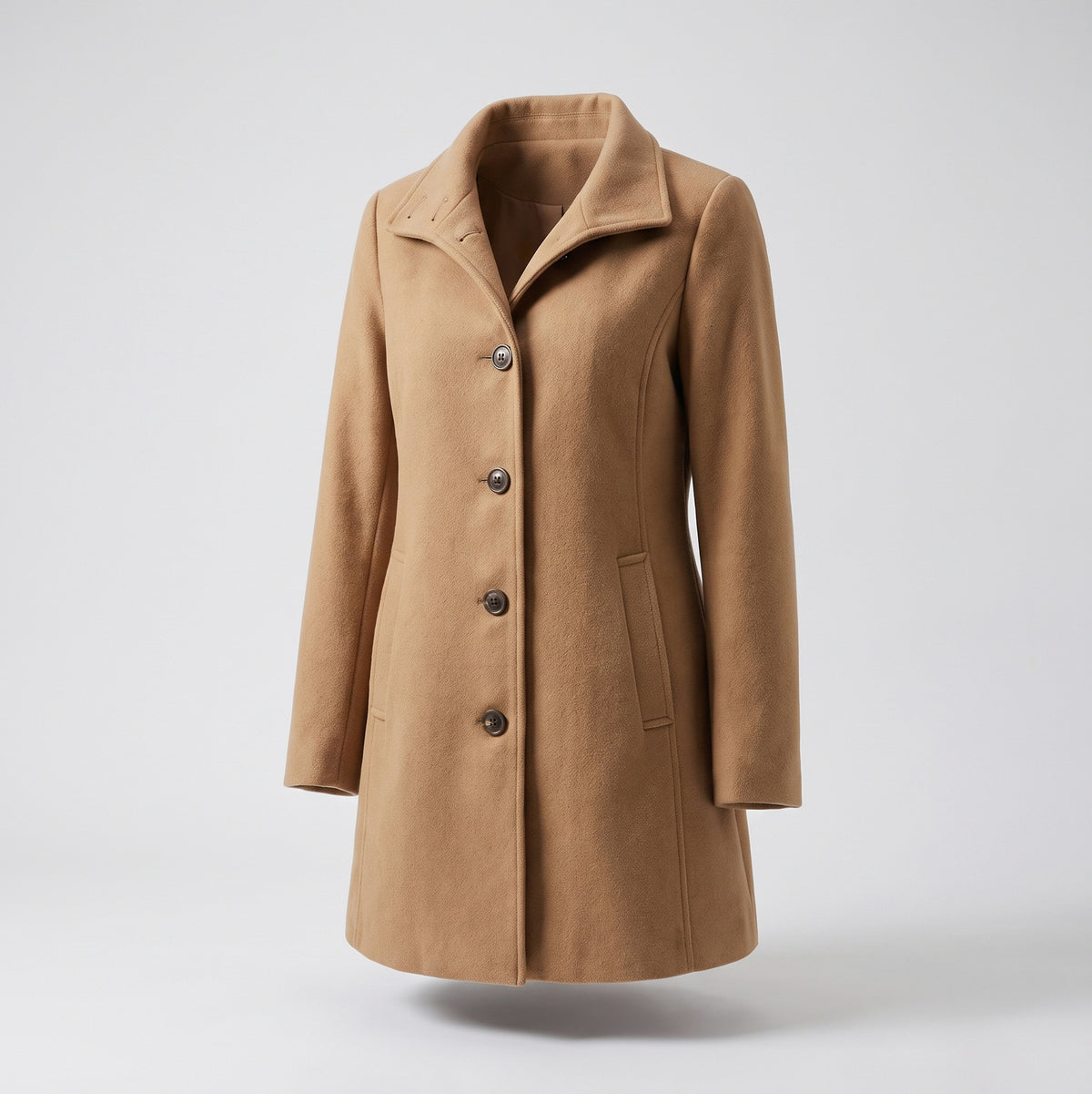Collared Single Breasted Long Sleeve Coat
