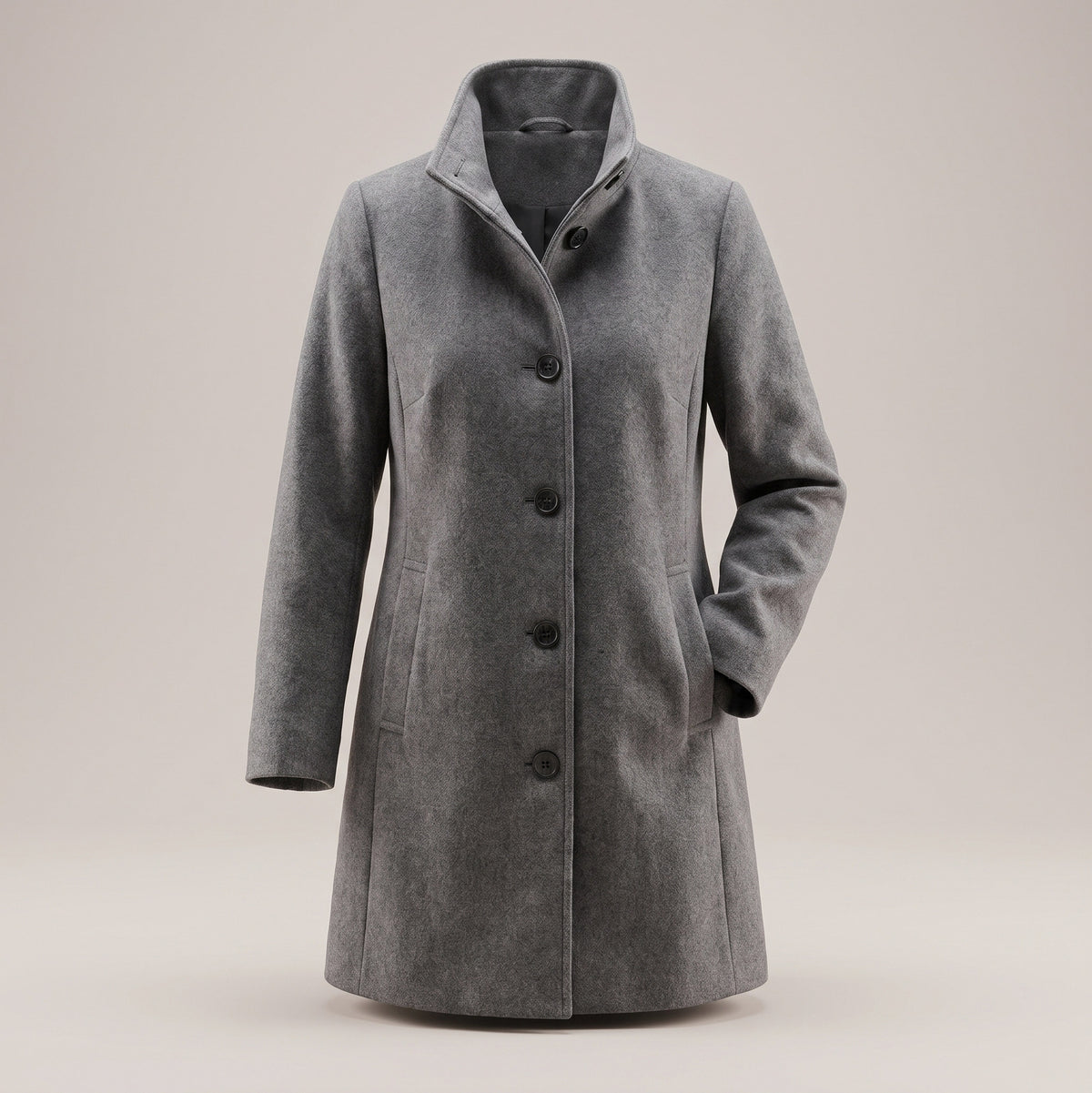Collared Single Breasted Long Sleeve Coat