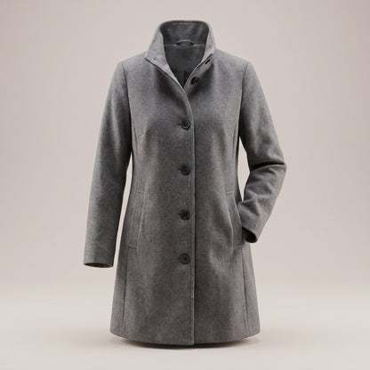 Collared Single Breasted Long Sleeve Coat
