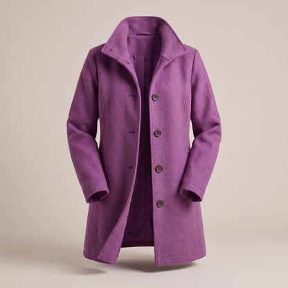 Collared Single Breasted Long Sleeve Coat