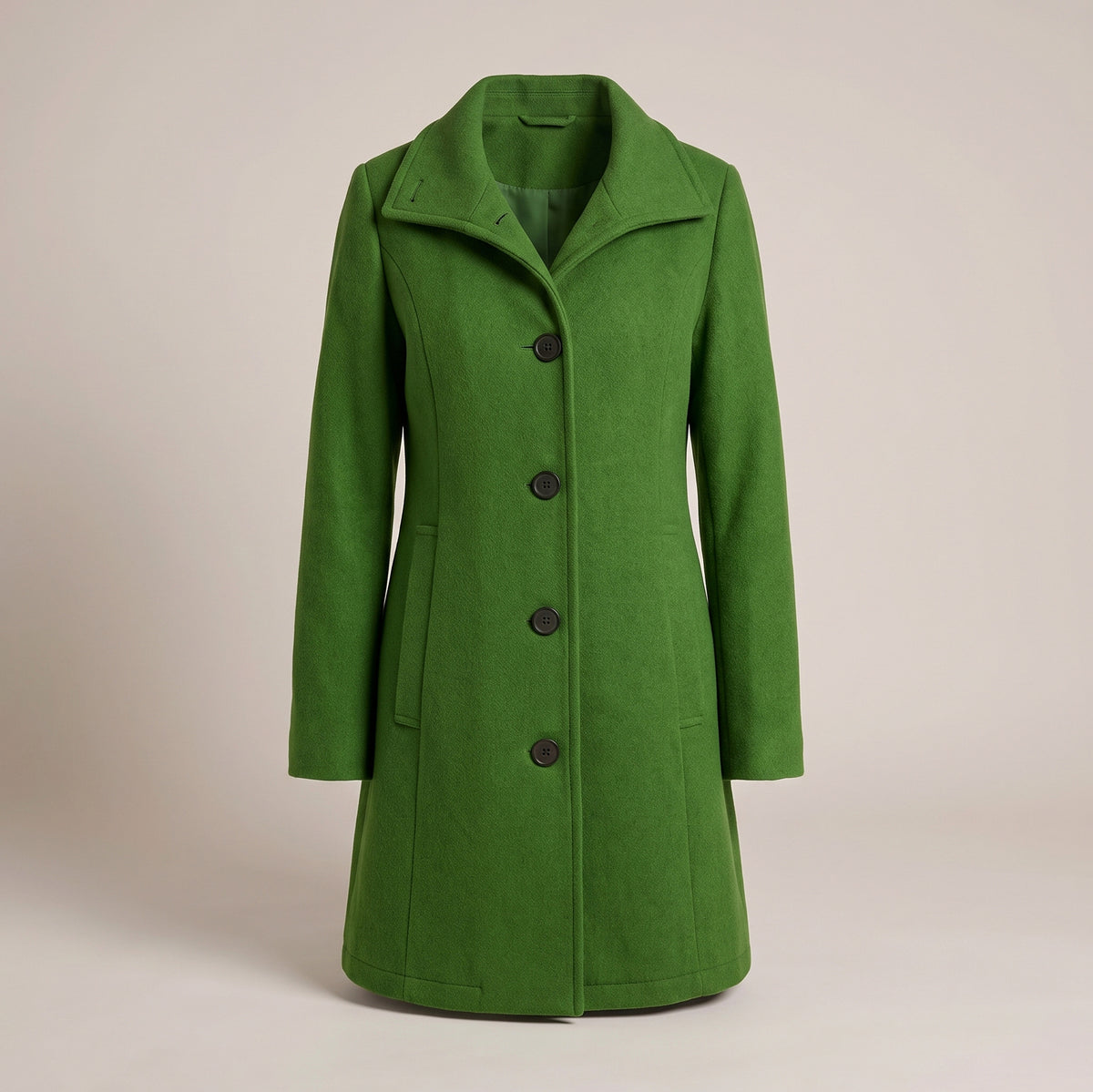 Collared Single Breasted Long Sleeve Coat