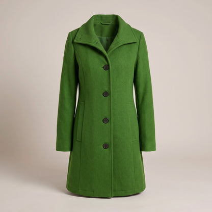 Collared Single Breasted Long Sleeve Coat