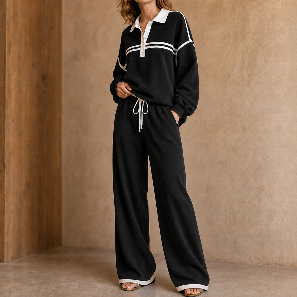 Collared Long Sleeve Two Piece Set