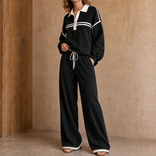 Collared Long Sleeve Two Piece Set
