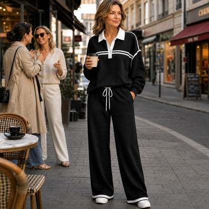 Collared Long Sleeve Two Piece Set