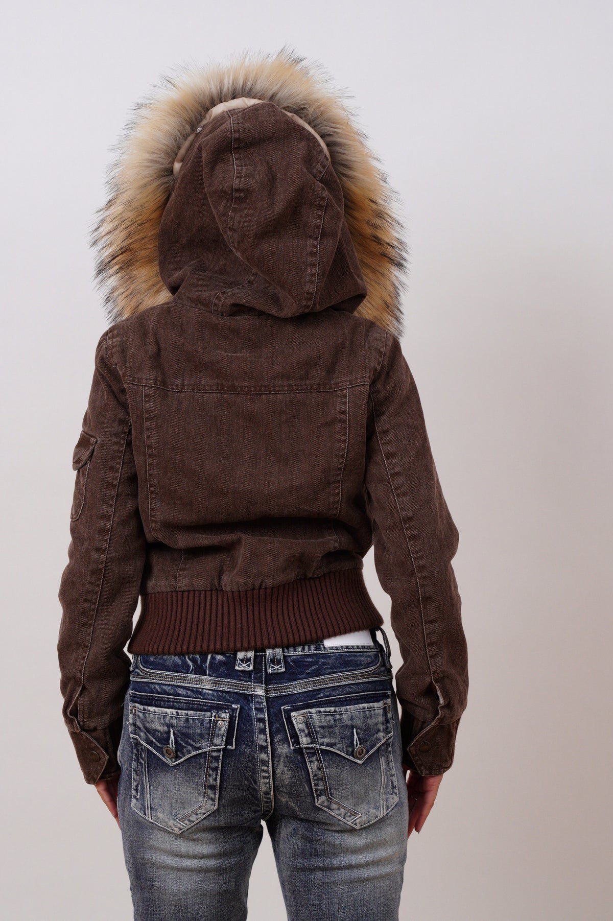 Corduroy Faux Fur Trim Bomber Jacket