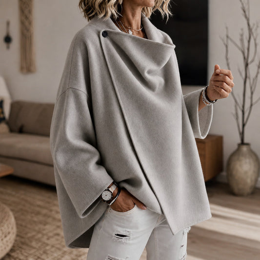 Cowl Neck Button Detail Jacket
