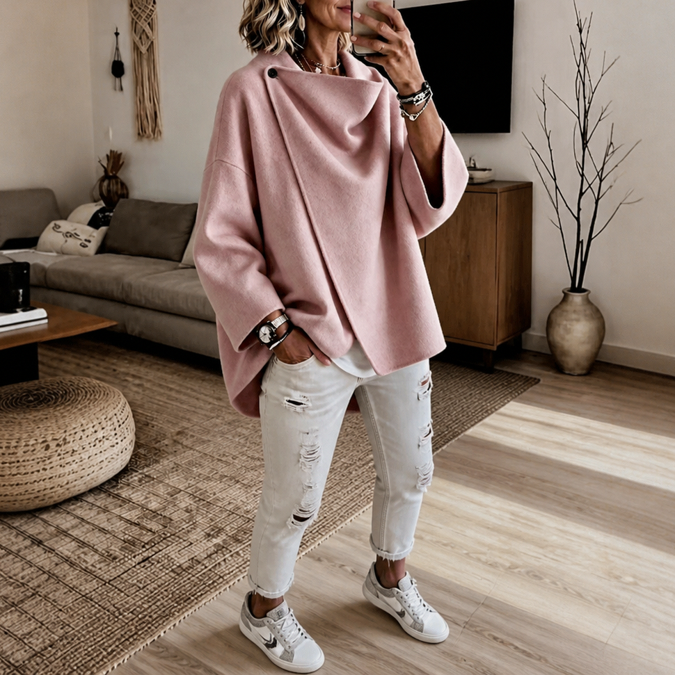 Cowl Neck Button Detail Jacket