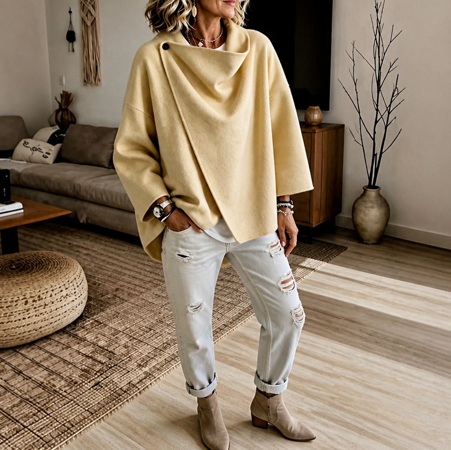 Cowl Neck Button Detail Jacket