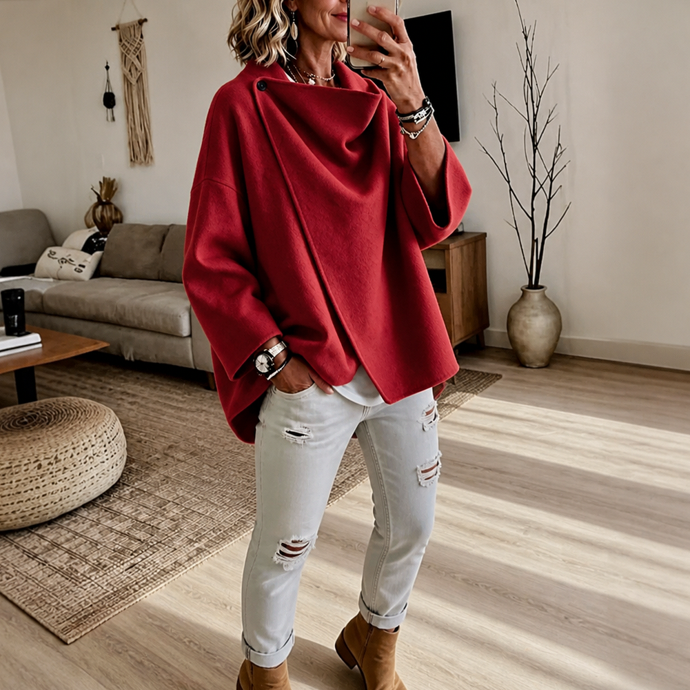 Cowl Neck Button Detail Jacket
