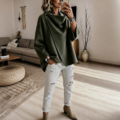 Cowl Neck Button Detail Jacket
