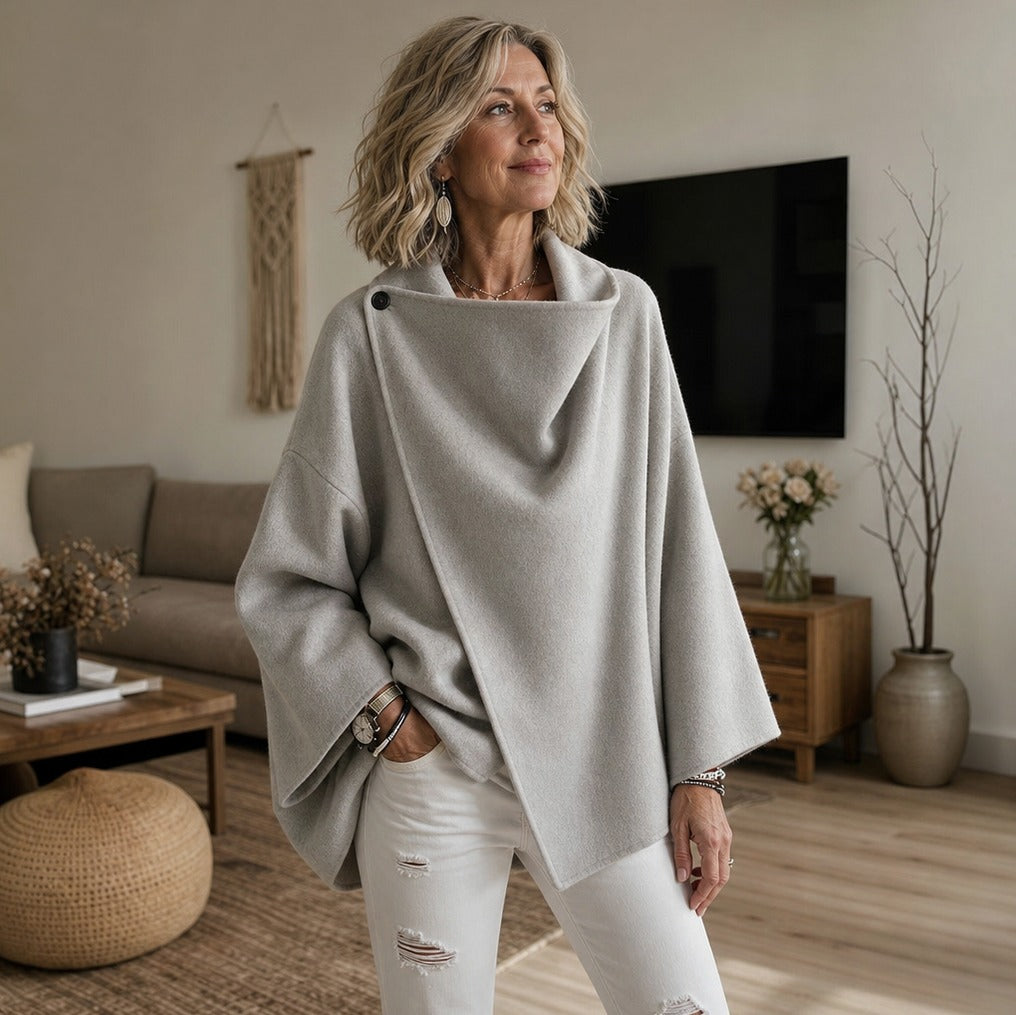 Cowl Neck Button Detail Jacket