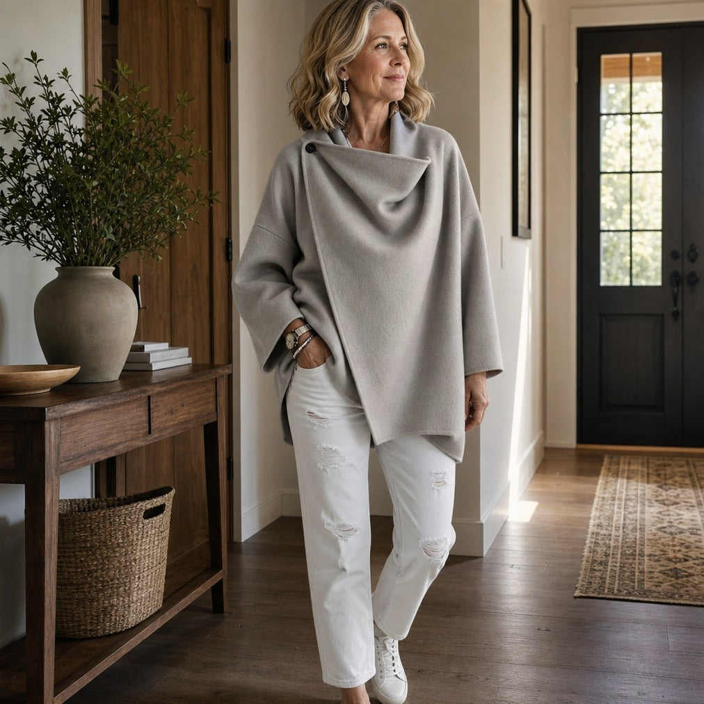 Cowl Neck Button Detail Jacket