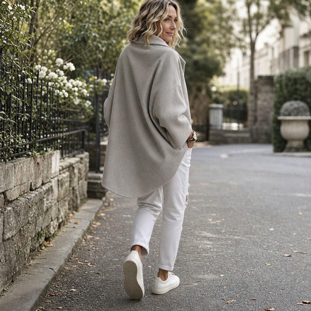 Cowl Neck Button Detail Jacket