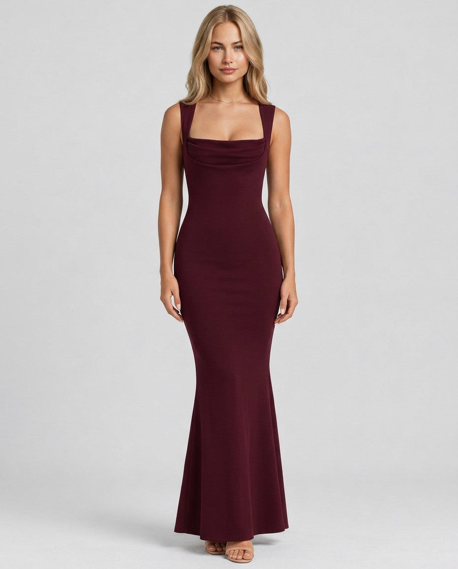 Cowl Neck Mermaid Maxi Dress