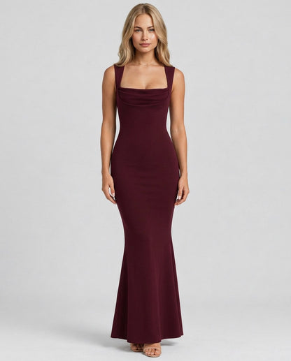 Cowl Neck Mermaid Maxi Dress