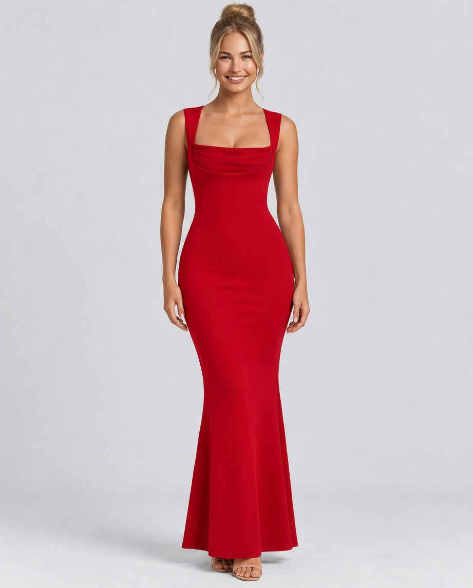 Cowl Neck Mermaid Maxi Dress