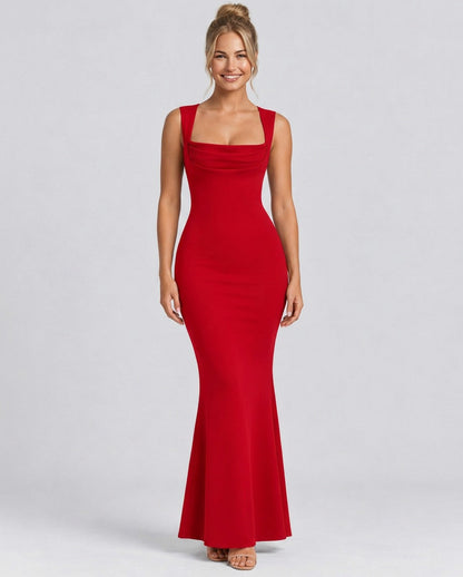 Cowl Neck Mermaid Maxi Dress
