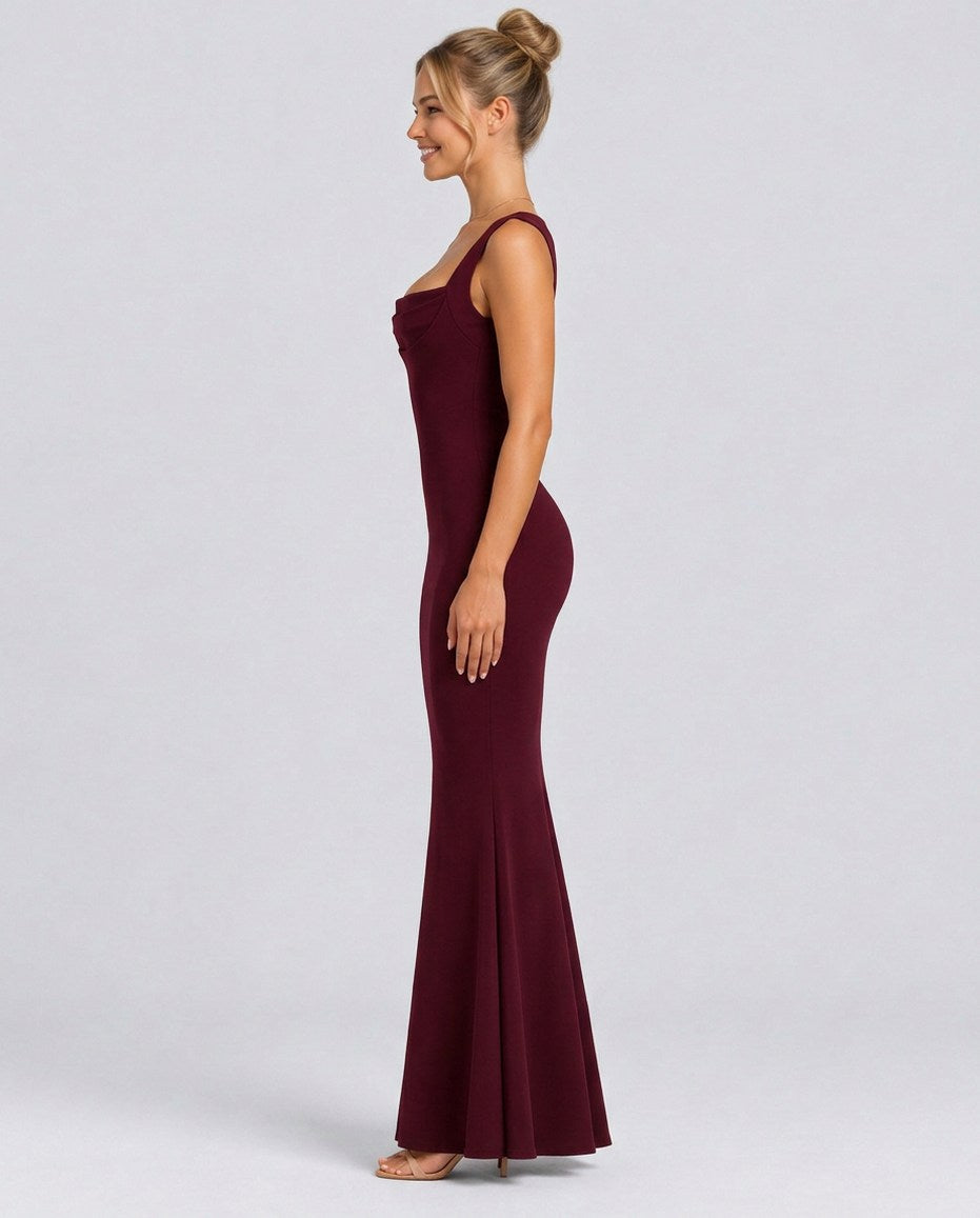 Cowl Neck Mermaid Maxi Dress