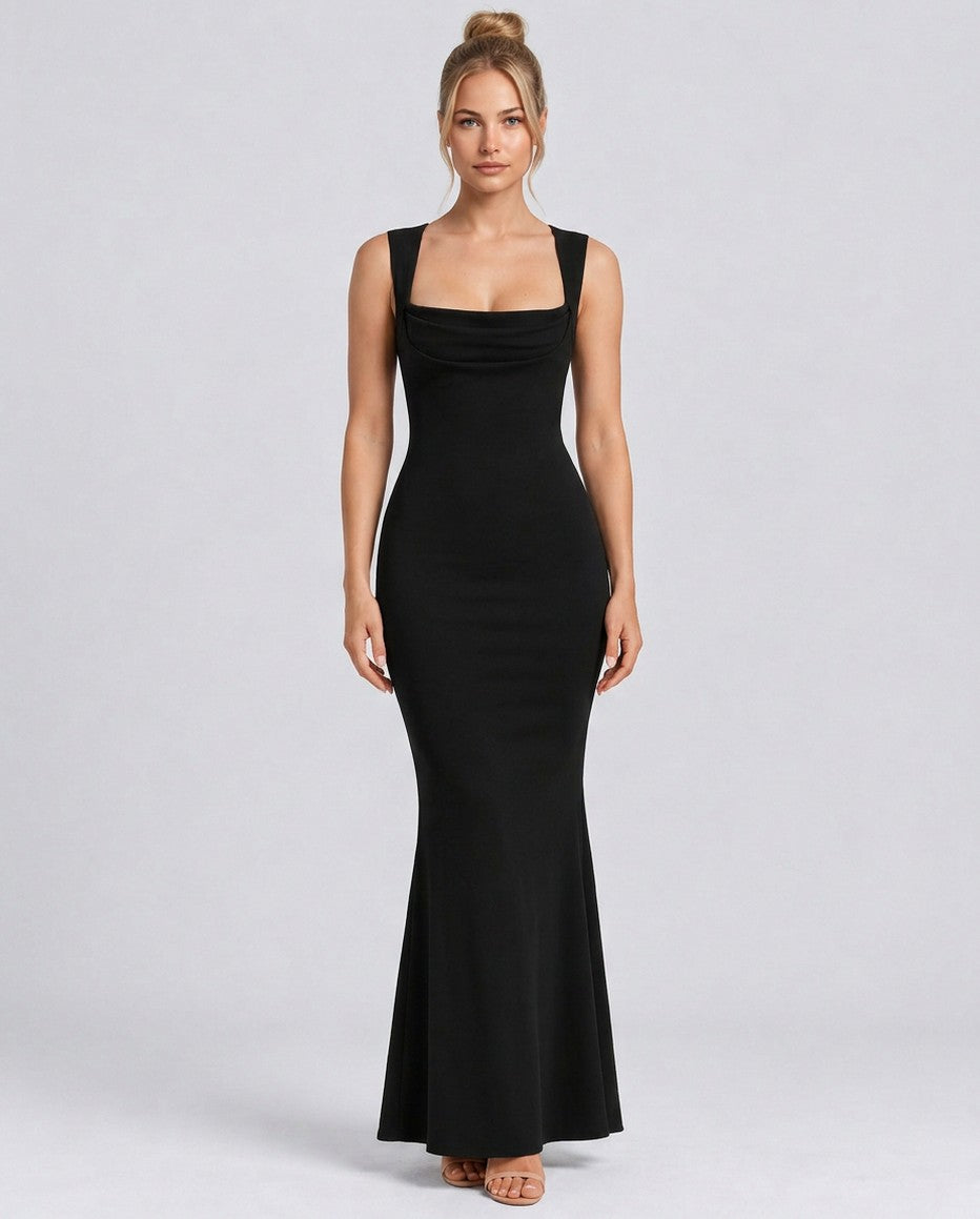 Cowl Neck Mermaid Maxi Dress