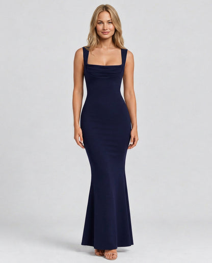 Cowl Neck Mermaid Maxi Dress