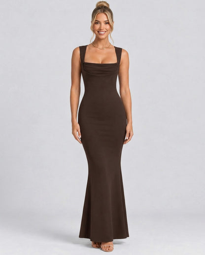 Cowl Neck Mermaid Maxi Dress