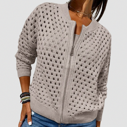 Crochet Knit Zip Up Sweater