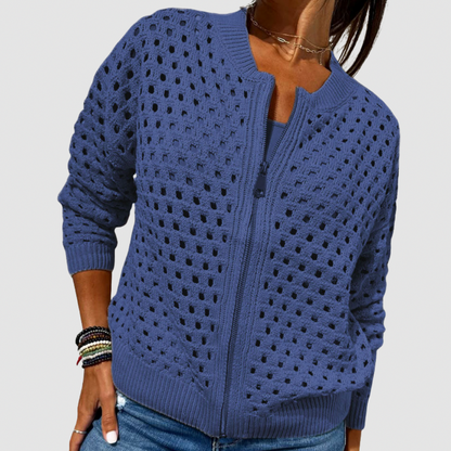 Crochet Knit Zip Up Sweater