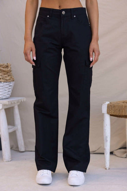 Denim Cargo Wide Leg Pants
