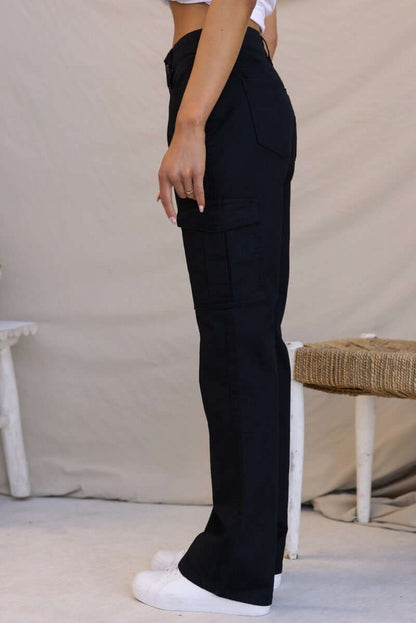 Denim Cargo Wide Leg Pants