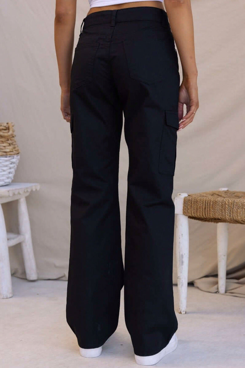 Denim Cargo Wide Leg Pants