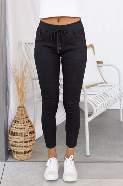 Denim Elastic Waist Skinny Pants