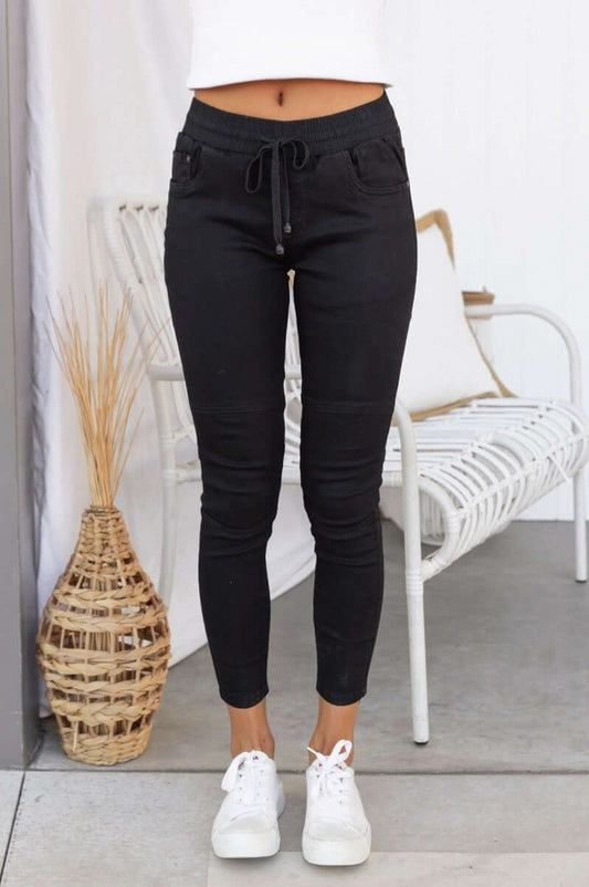 Denim Elastic Waist Skinny Pants