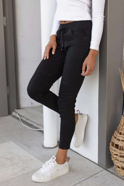 Denim Elastic Waist Skinny Pants