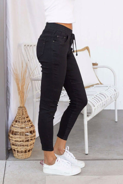 Denim Elastic Waist Skinny Pants