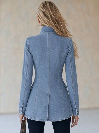 Denim Long Sleeve Military Jacket
