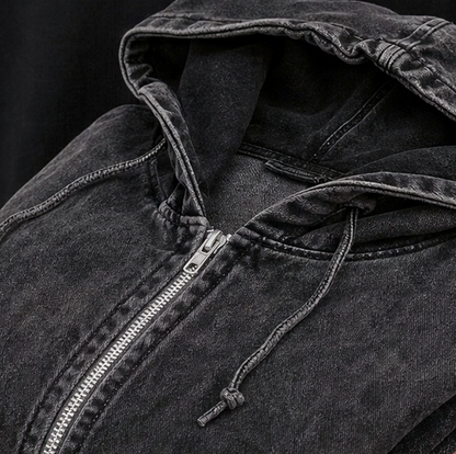 Denim Oversized Long Sleeve Hooded Jacket