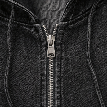 Denim Oversized Long Sleeve Hooded Jacket