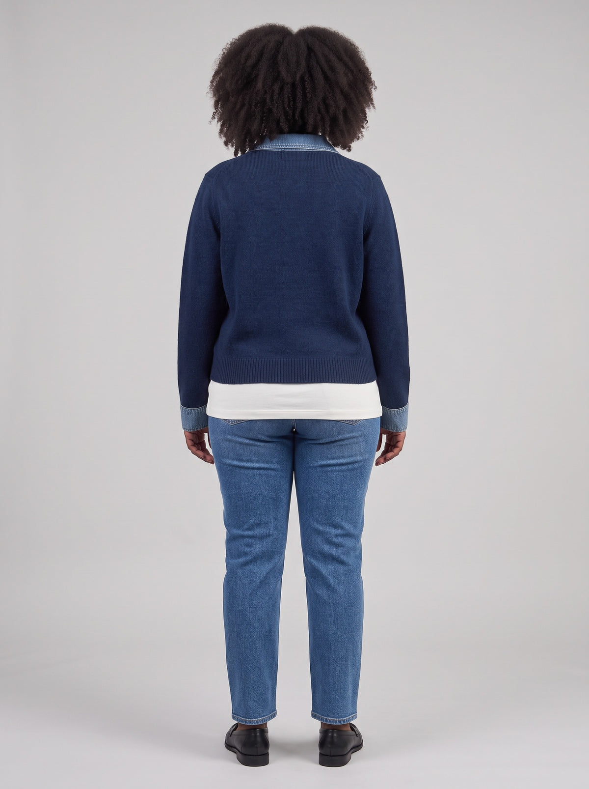 Denim Trim Button Front Cardigan