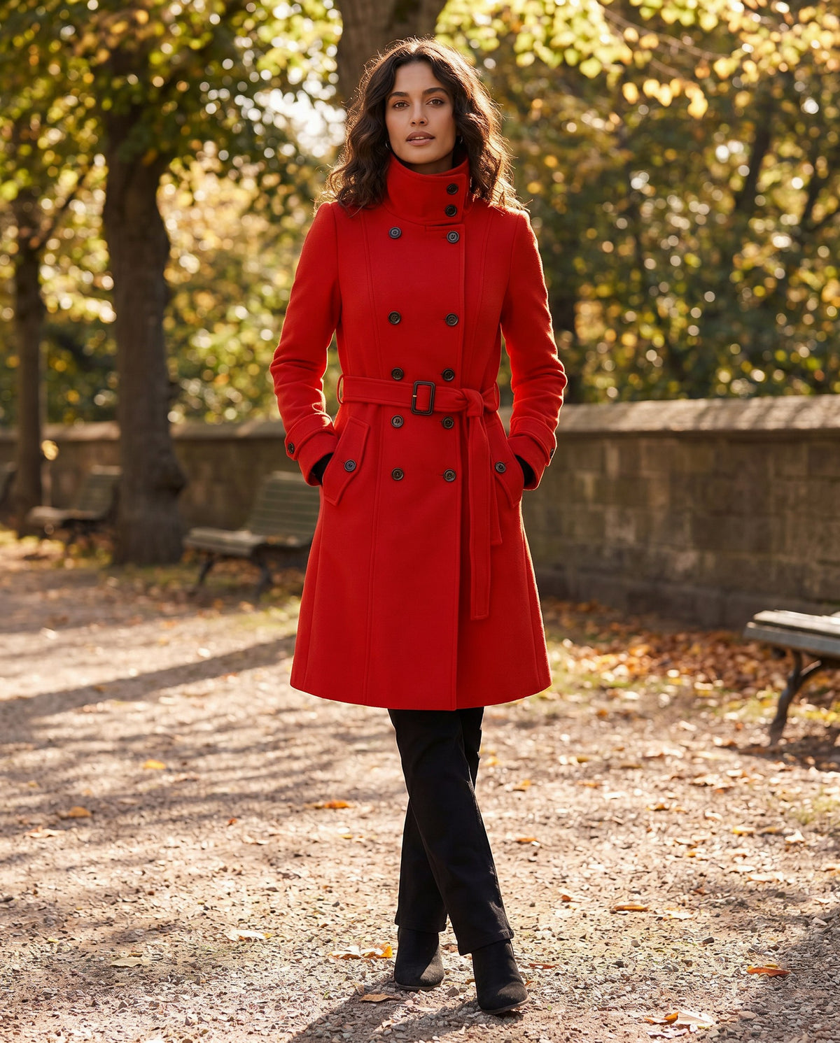 Double Breasted Belted Trench Coat