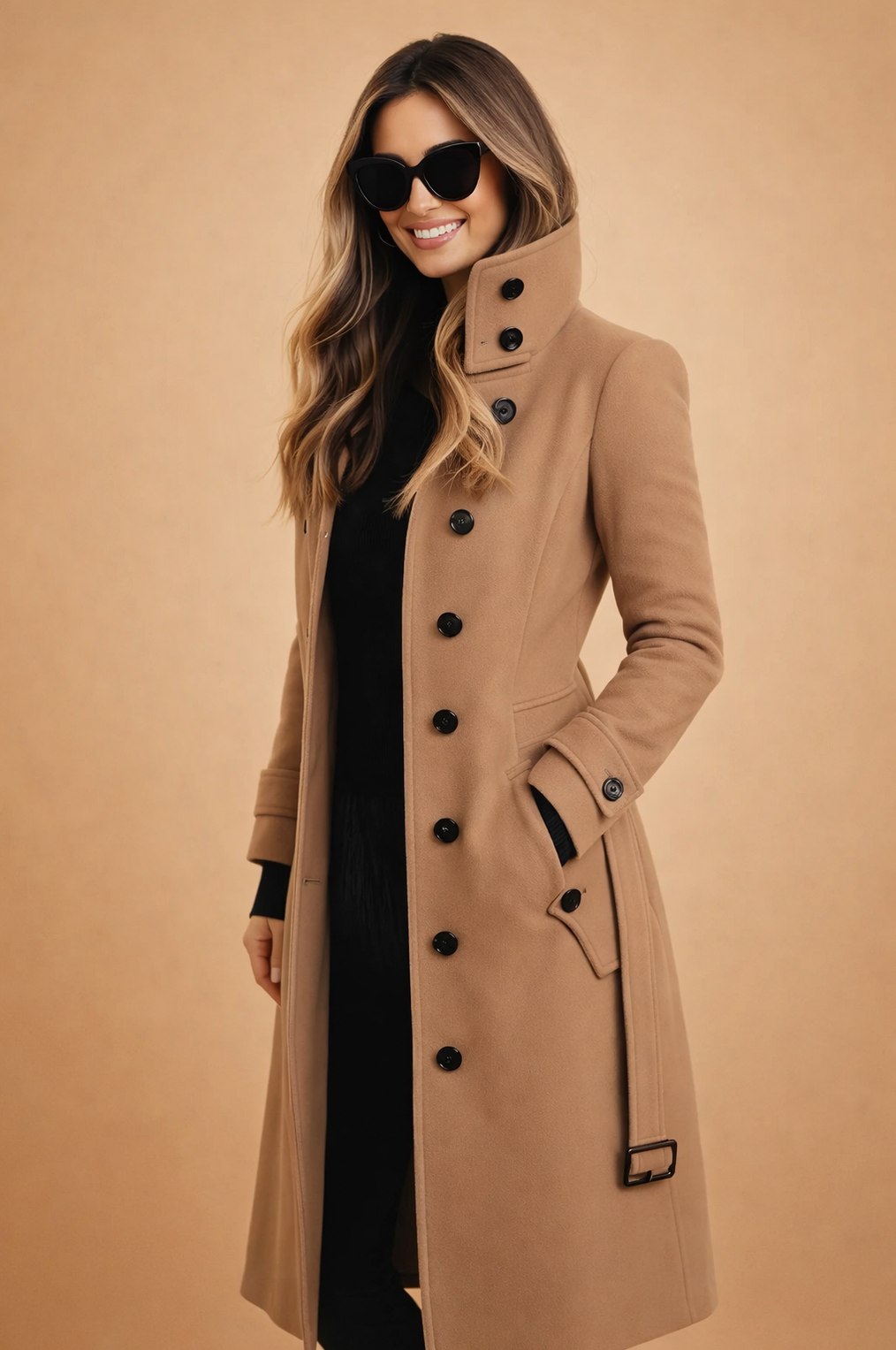 Double Breasted Belted Trench Coat