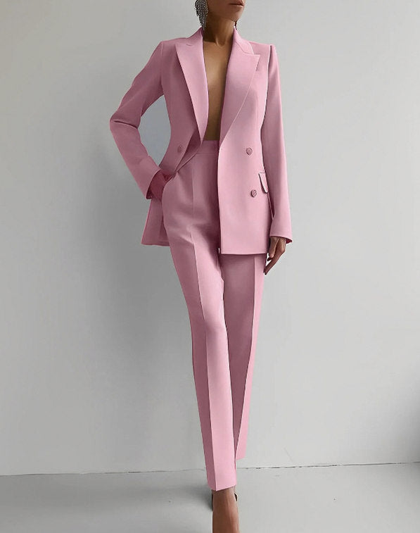Double Breasted Blazer Two Piece Set