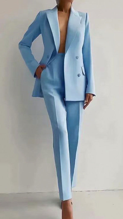 Double Breasted Blazer Two Piece Set